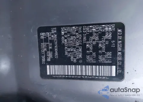 2012 Nissan Quest Sl from USA, damaged, VIN JN8AE2KP9C9046622